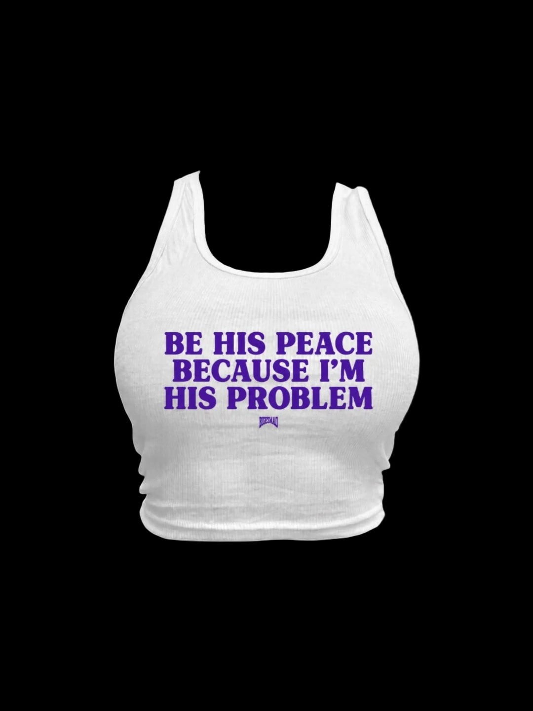 BE HIS PEACE CROPPED TANK - WHITE/PURPLE