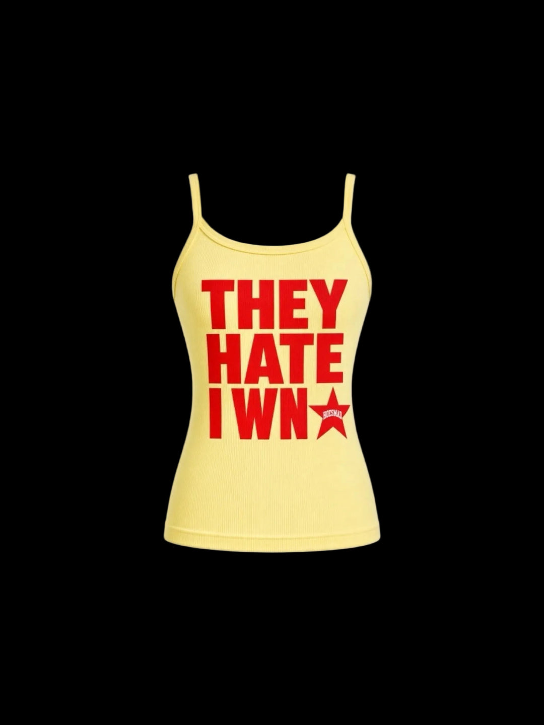 Hoesmad "They Hate I Win" spaghetti tank (yellow/red)