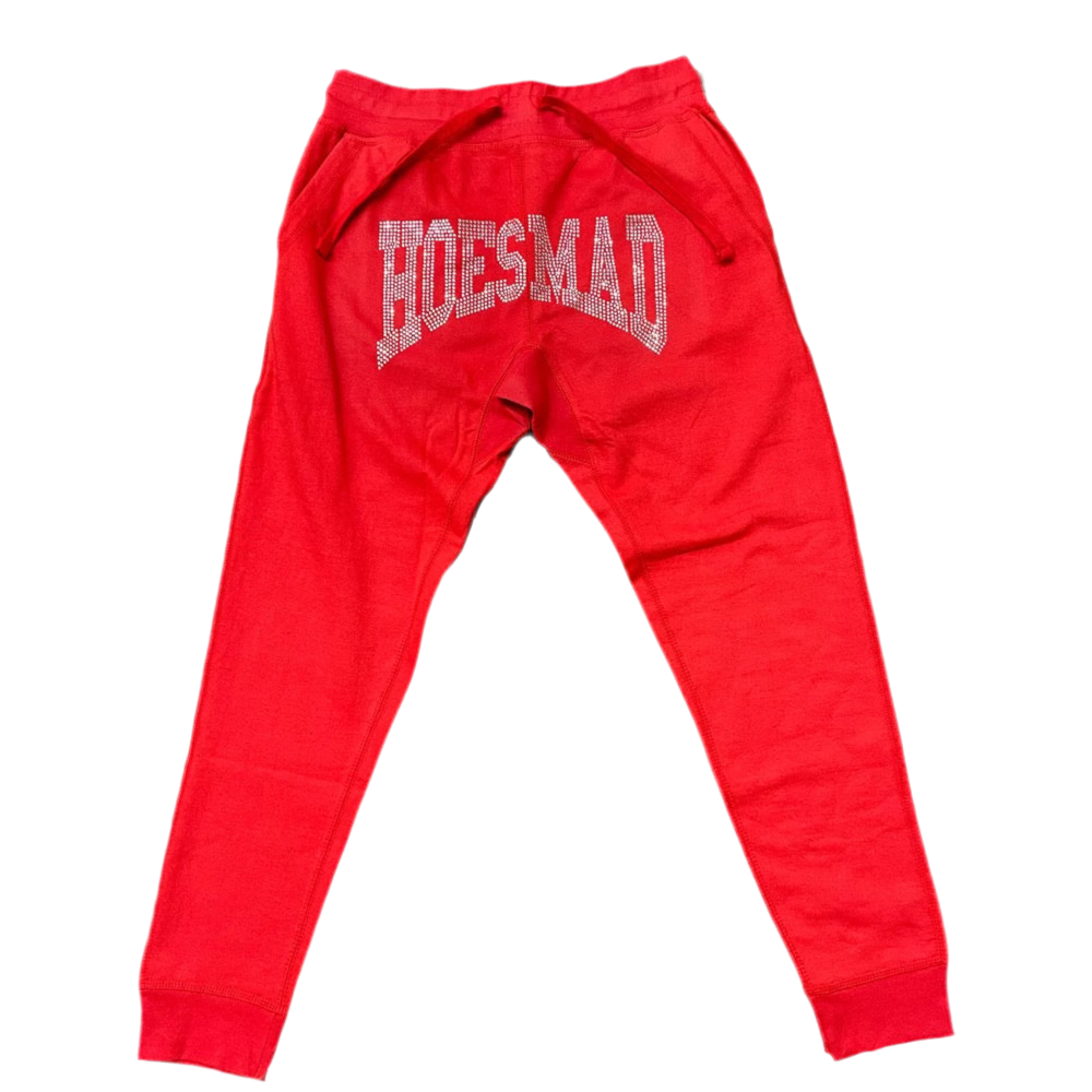 Red Hoes Mad Black Sweatpants (rhinestone front)