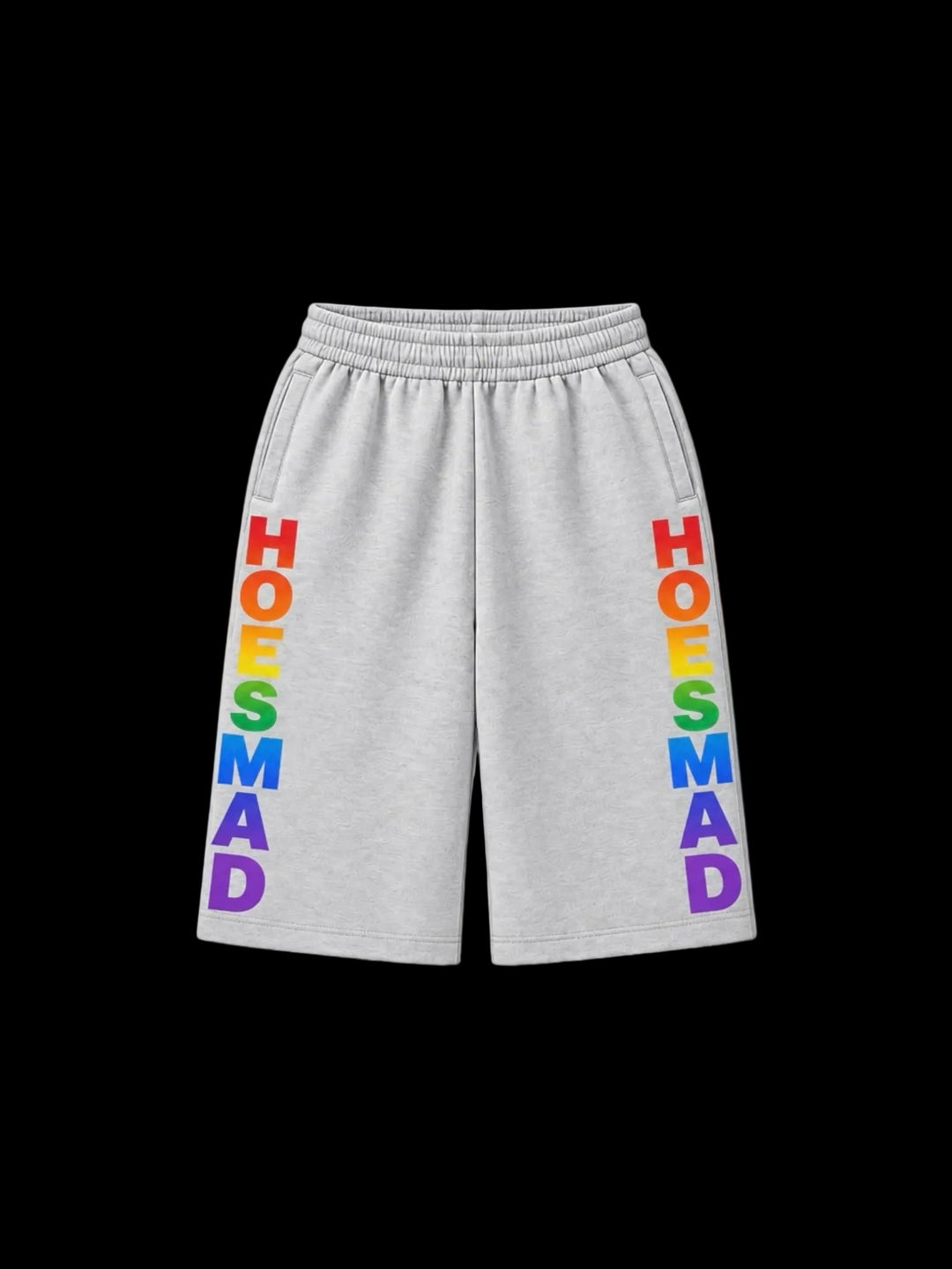 Hoesmad Heather Grey Mid Length Shorts (rainbow)