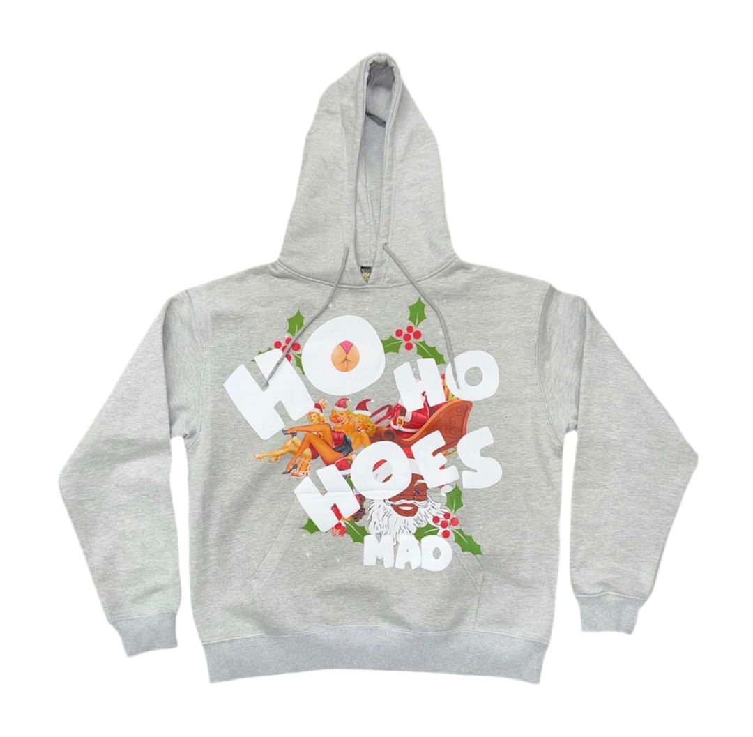 Ho Ho Hoesmad Mad Christmas Hoodie (Grey)