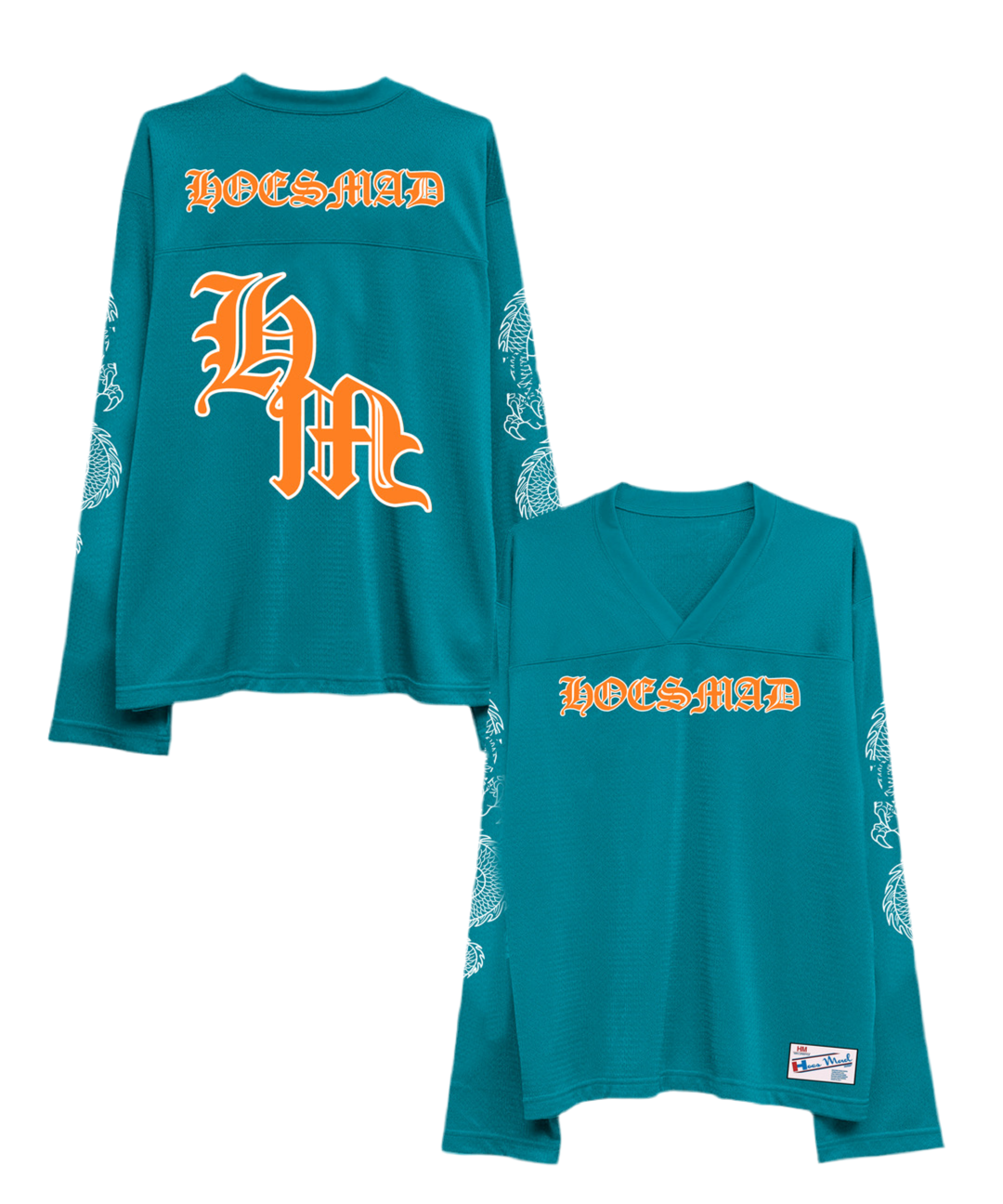 Hoes Mad Dragon Hockey Jersey (Teal/Orange/White)