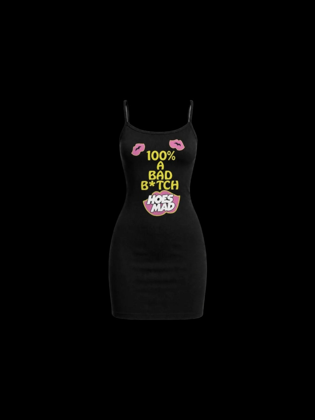 100% A Bad B*tch Spaghetti Dress (black)