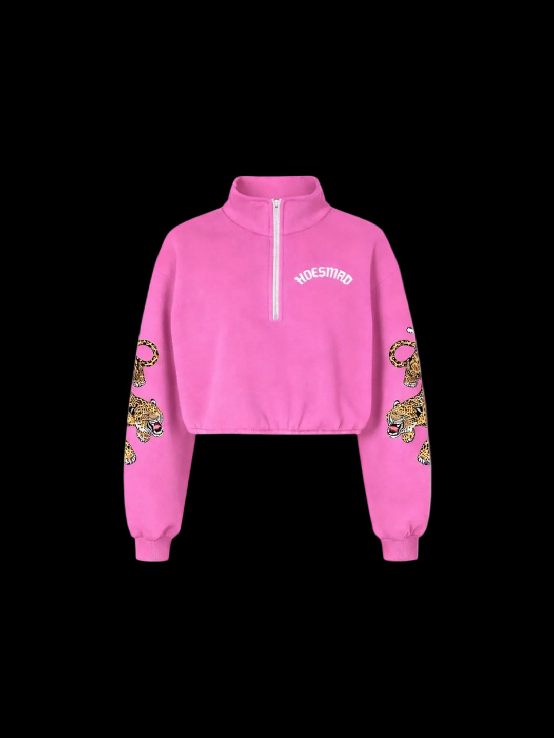 Hoes Mad Leopard Crop Sweatsuit Top (Baby Pink)