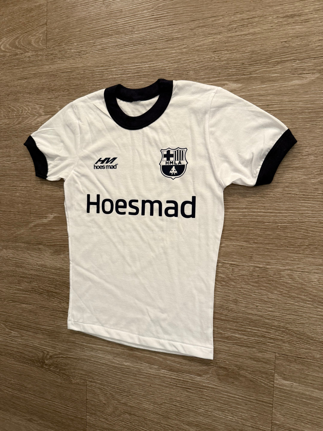Hoes Mad Womens Soccer Tee (White/Navy)