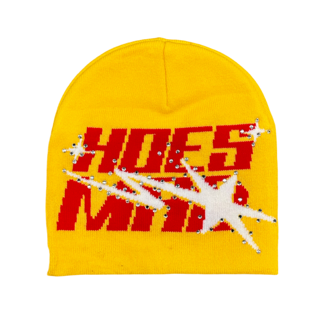 Hoesmad Rhinestone Beanie: Yellow/Red/White