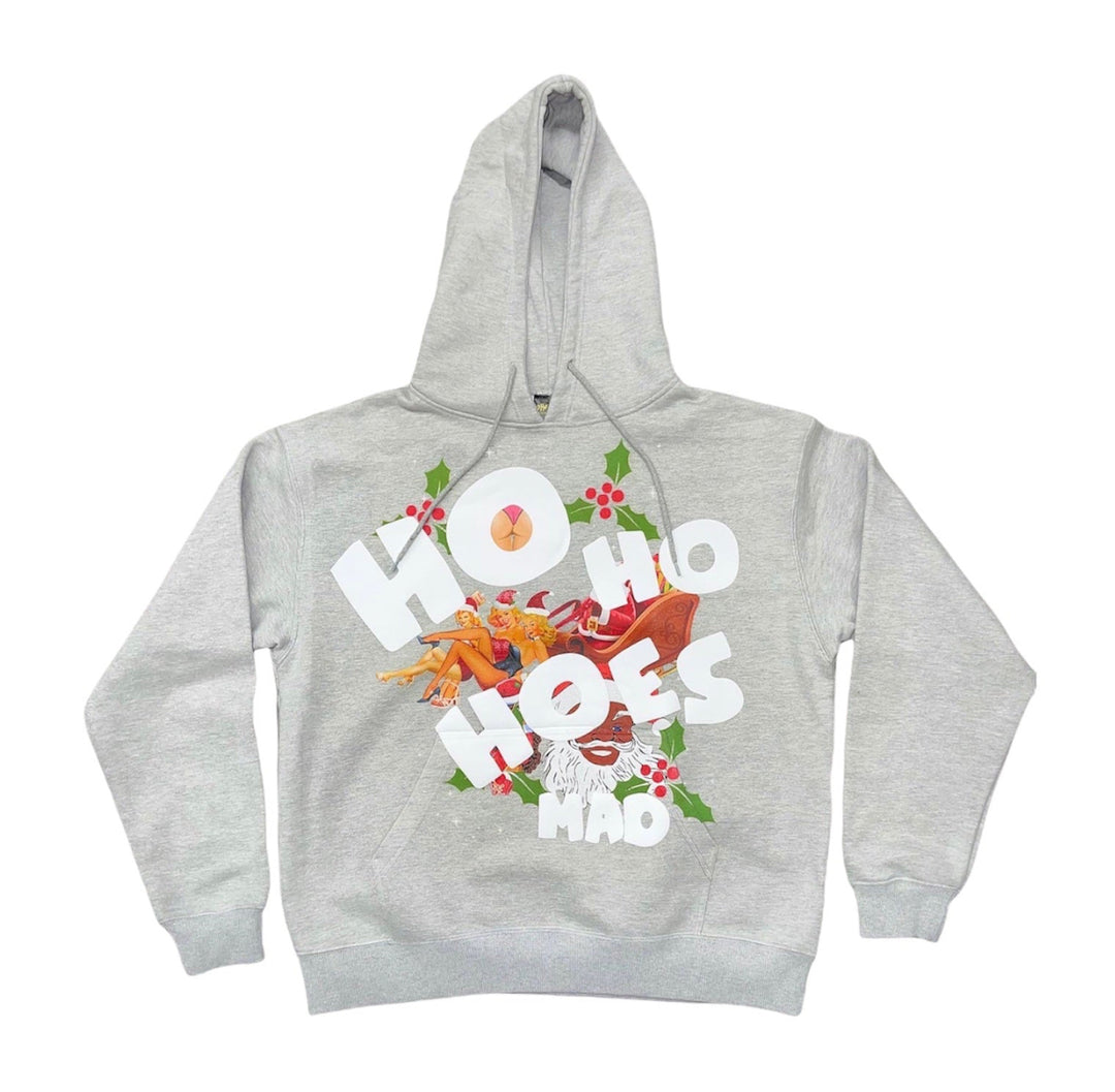 Ho Ho Hoesmad Mad Christmas Hoodie (Grey)