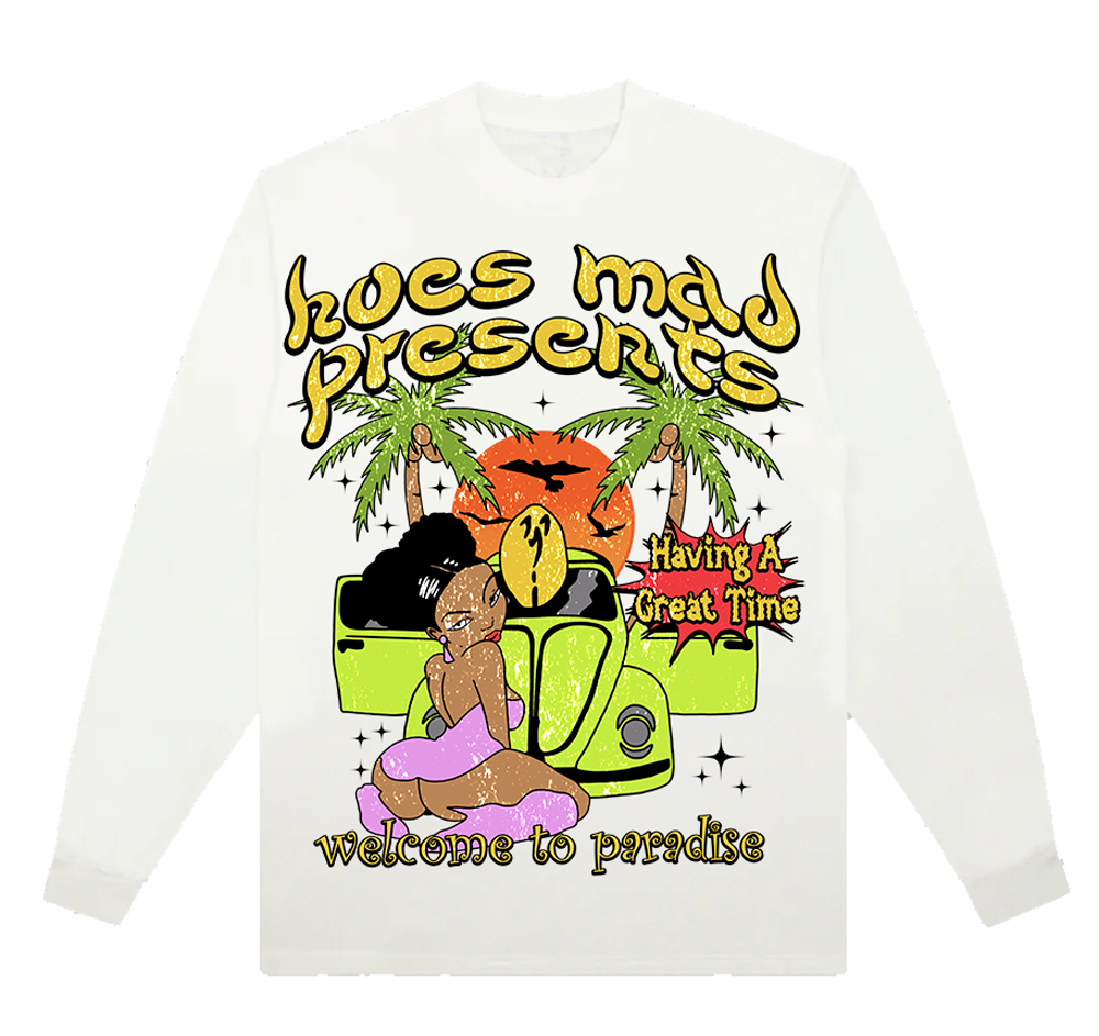 WELCOME TO PARADISE LONG SLEEVES TEE - WHITE