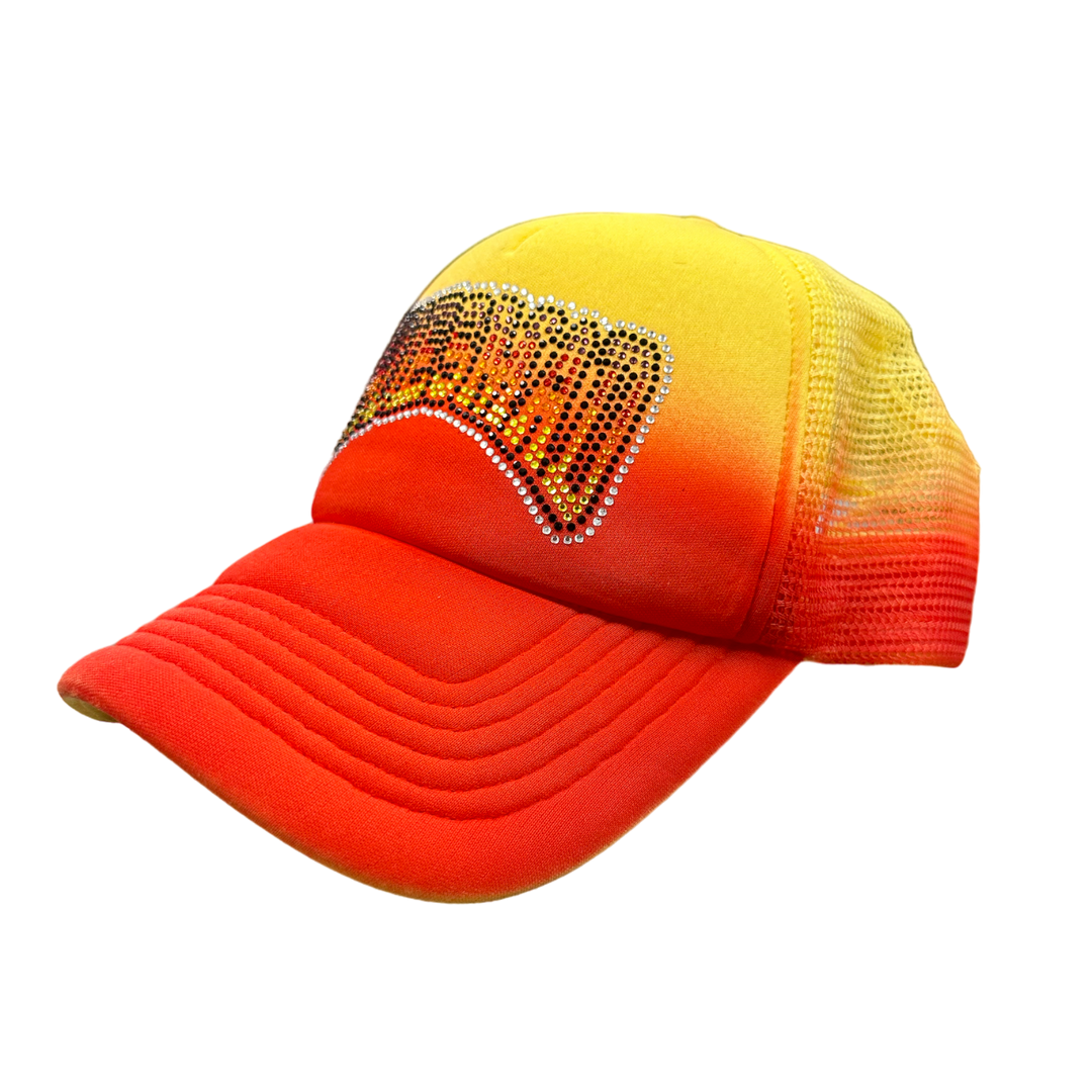 HOES MAD SUPER GRADIENT TRUCKER HAT - BRIGHT RED/YELLOW