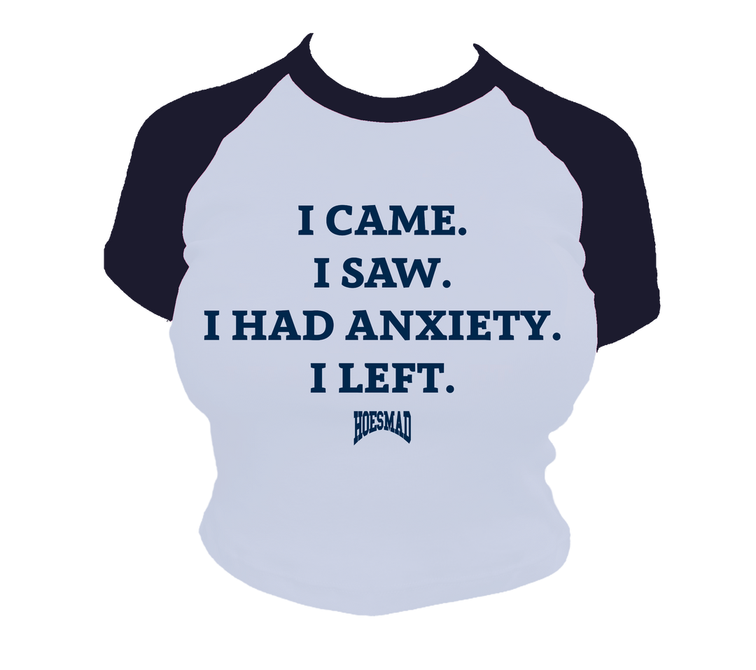 ANXIETY HOESMAD BABY TEE - Navy/Grey