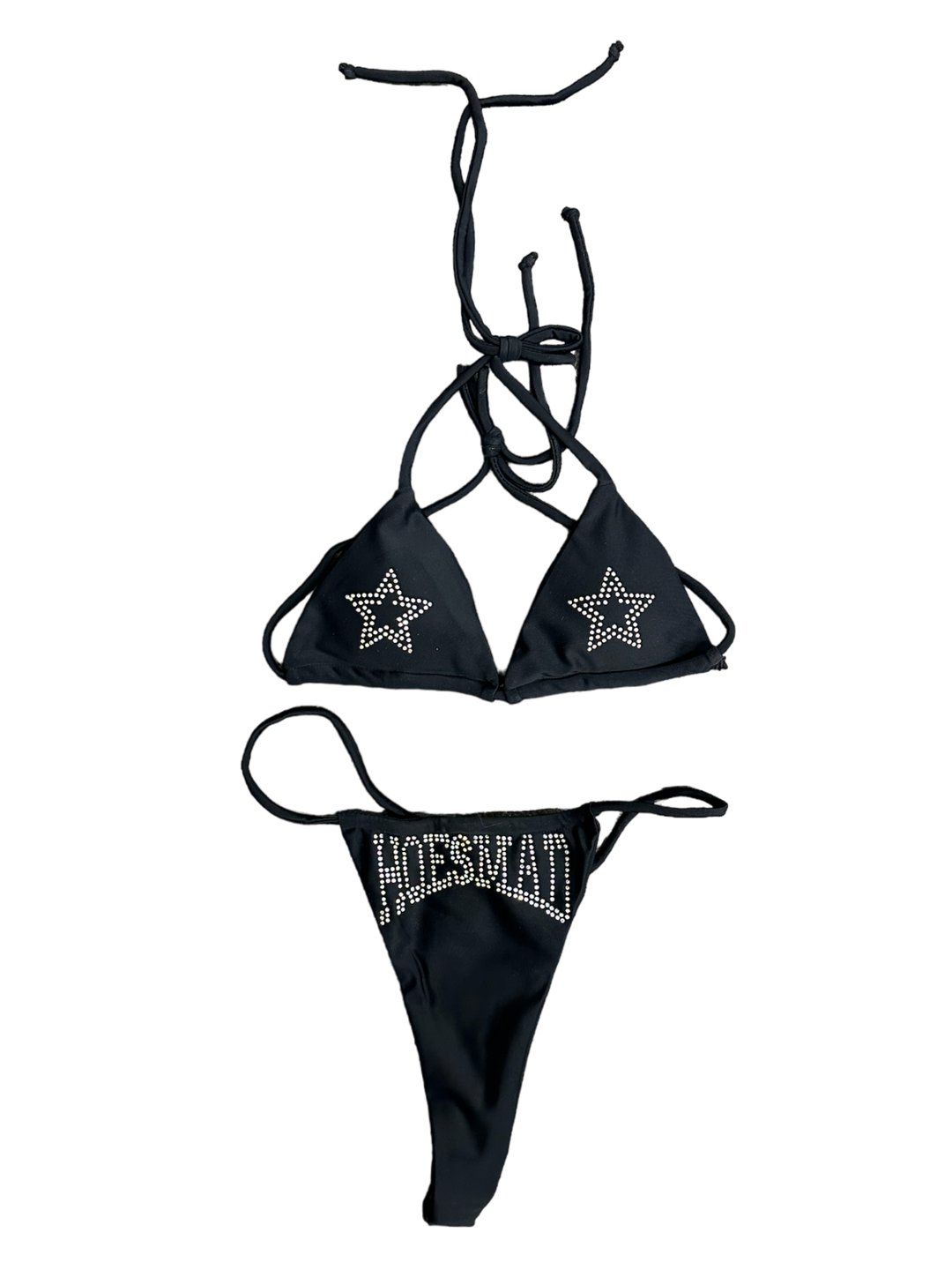 Hoes Mad Black Rhinestone Bikini