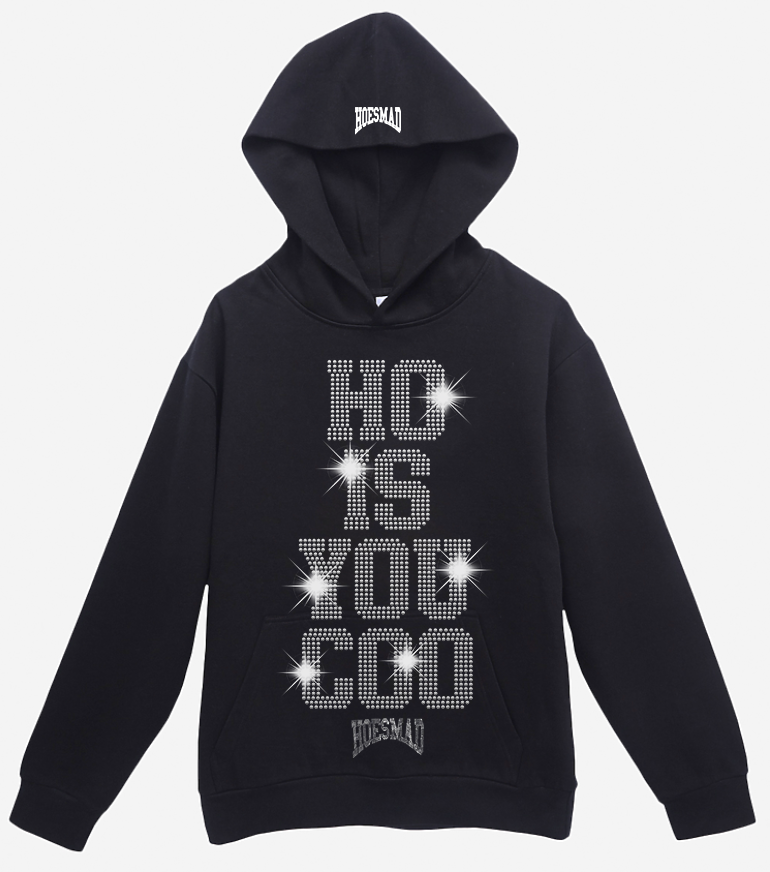 "Ho Is You Coo" Hoesmad No Drawstring Hoodie (Black)