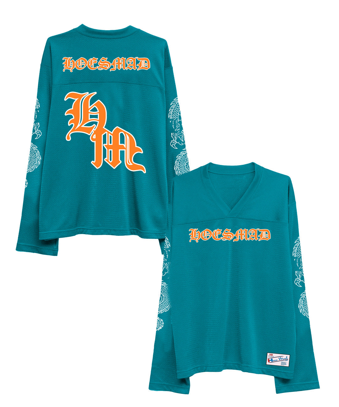 Hoes Mad Dragon Hockey Jersey (Teal/Orange/White)