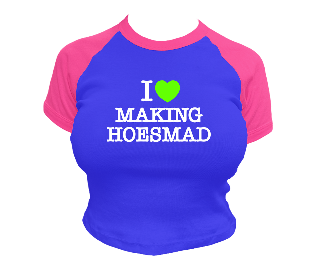 I LOVE MAKING HOESMAD PRINTED BABY TEE - BLUE/PINK