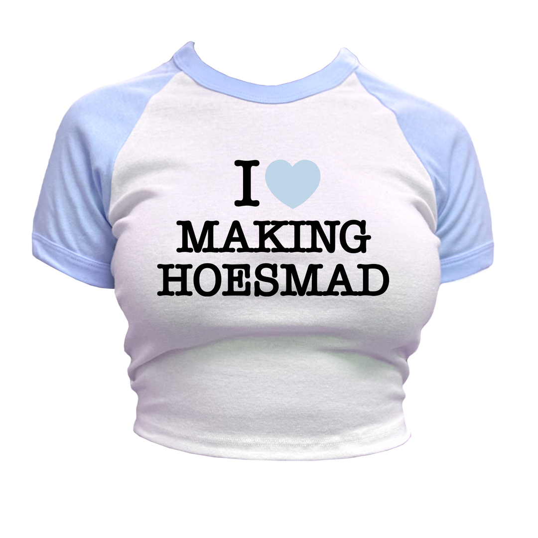 I LOVE MAKING HOESMAD PRINTED BABY TEE - WHITE/BABY BLUE