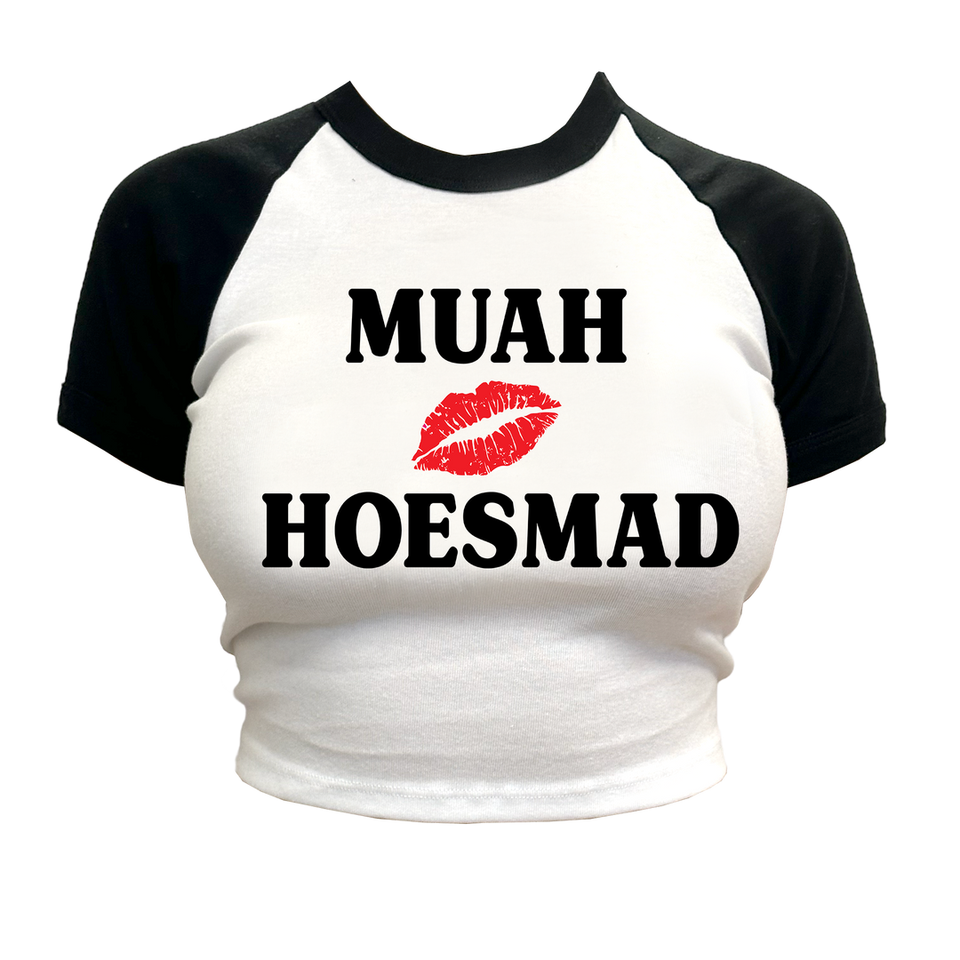 MUAH HOESMAD BABY TEE - black/white