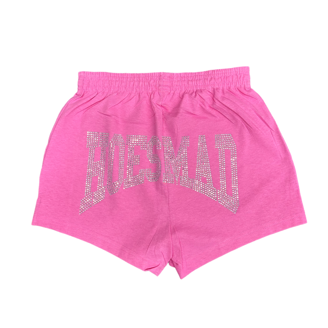 Hoes Mad RHINESTONE JERSEY Shorts - PINK