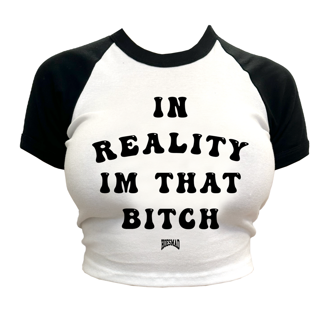 REALITY HOESMAD BABY TEE - BLACK/WHITE