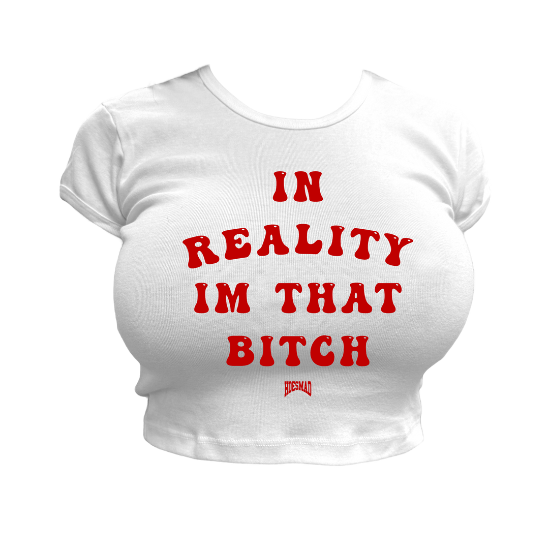 REALITY HOESMAD BABY TEE - black/RED
