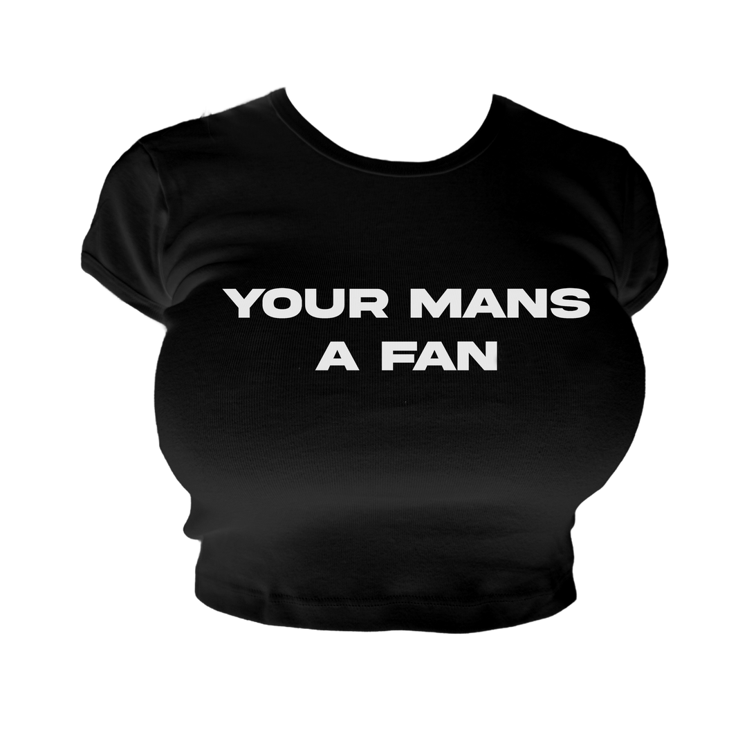 YOUR MANS A FAN BABY TEE - BLACK