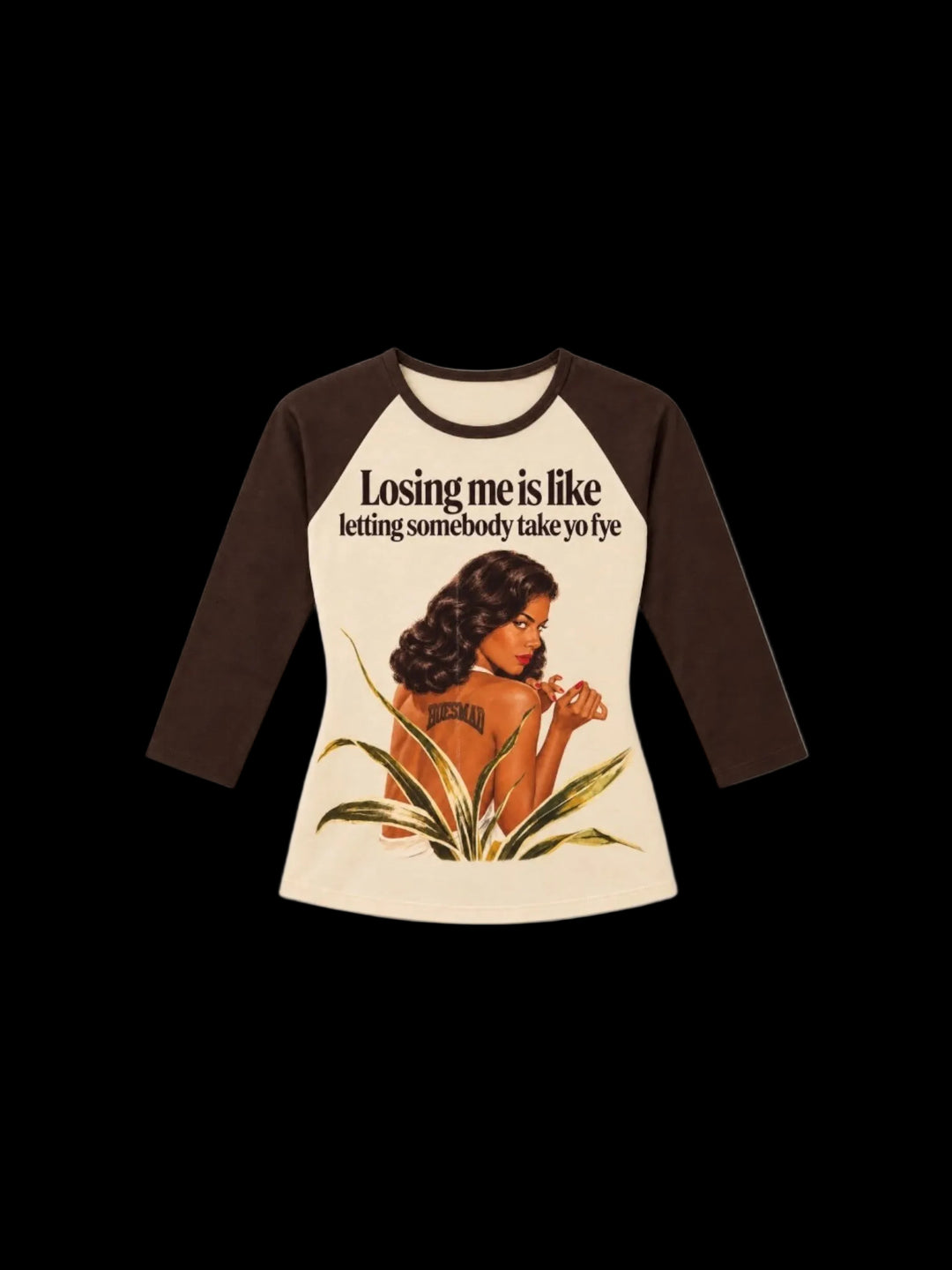 Hoesmad "losing me is like" basbeball tee (brown)