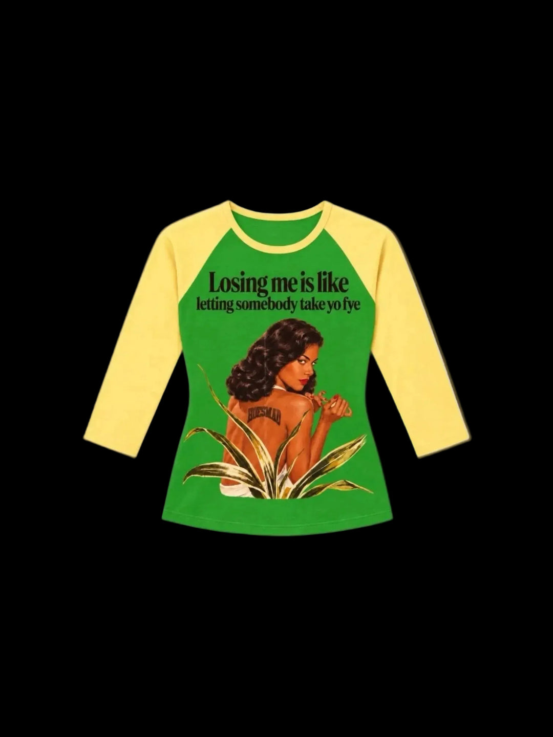 Hoesmad "losing me is like" baseball tee (yellow/green)