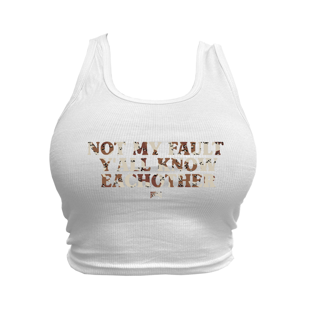 NOT MY FAULT CROPPED TANK - WHITE (MORE COLOR OPTIONS)