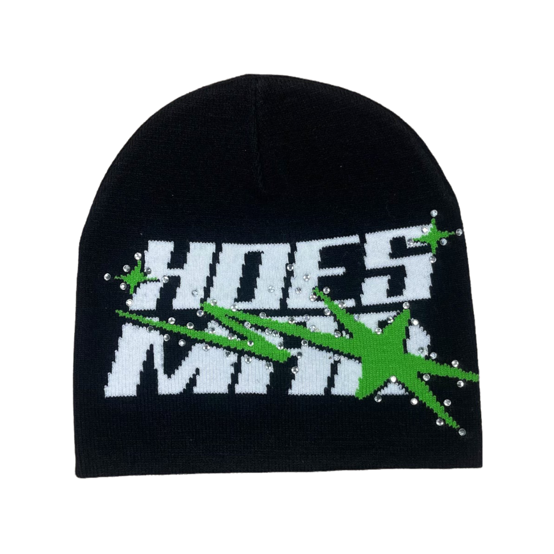 HOES MAD BEANIE - BLACK/LIME GREEN