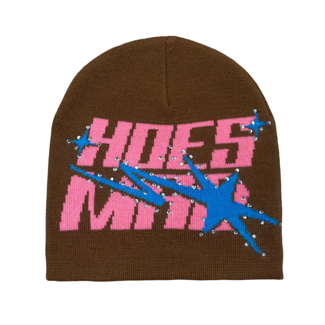 HOES MAD BEANIE - BROWN/PINK