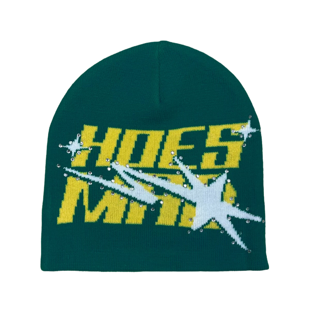 HOES MAD BEANIE - GREEN/YELLOW