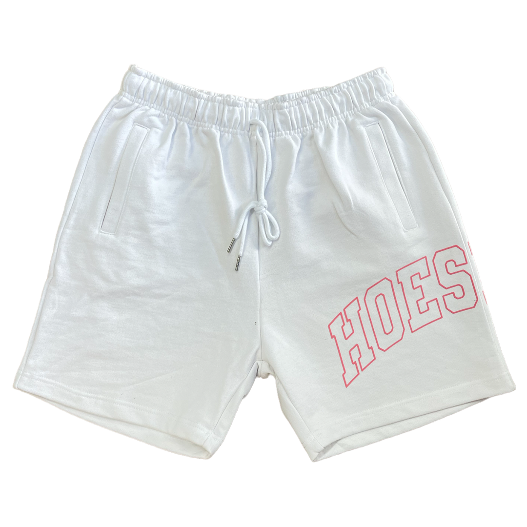 HOES MAD FLEECE SHORTS - WHITE/PINK