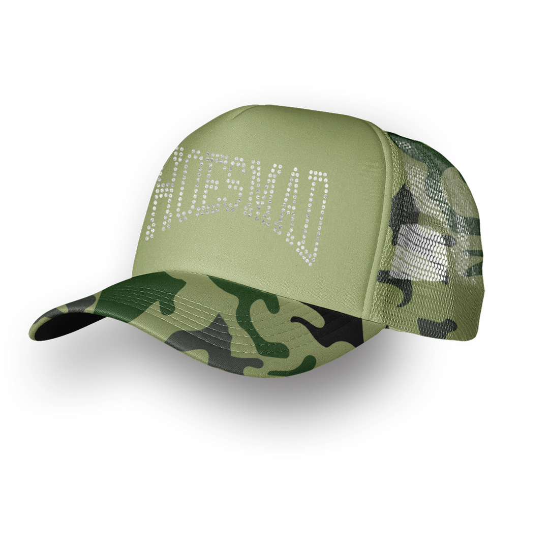 HOES MAD TRUCKER HAT - CAMO OLIVE