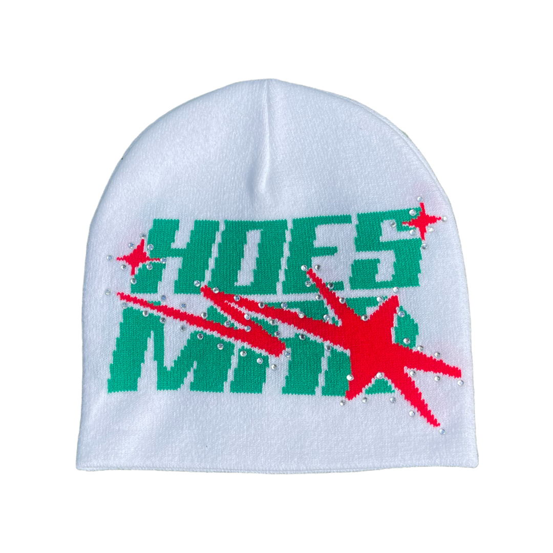 HOES MAD BEANIE - WHITE/GREEN/RED