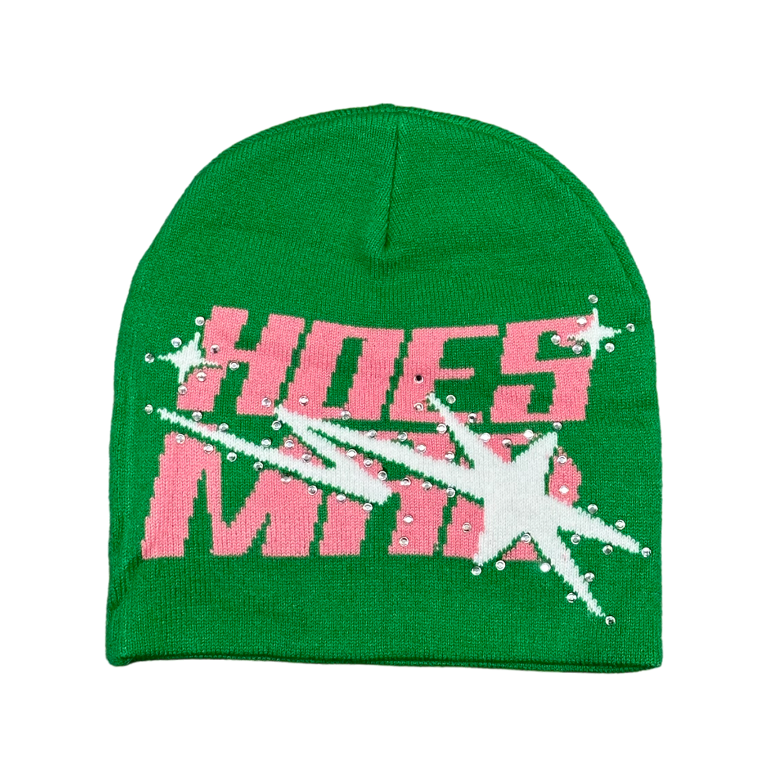 HOES MAD BEANIE - GREEN/PINK