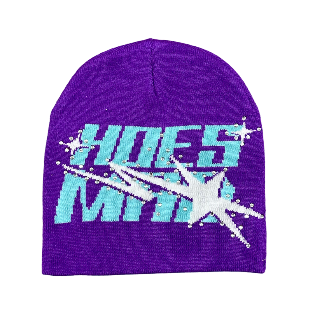 HOES MAD BEANIE - PURPLE/BABY BLUE
