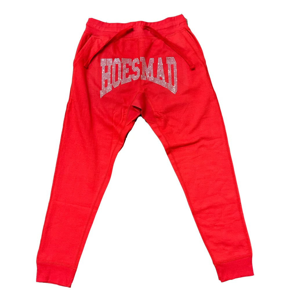 Red Hoes Mad Black Sweatpants (rhinestone front)